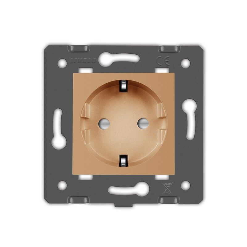 Розетка з зем. з шторками Livolo 724000113 золото - Фото №1