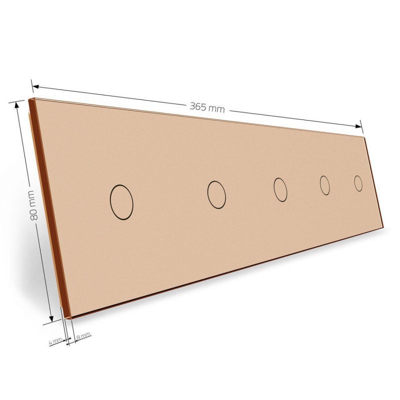 Сенсорна панель для вимикача 5 сенсорів (1-1-1-1-1) Glass Livolo C7-C1/C1/C1/C1/C1-13 золото - Фото №2