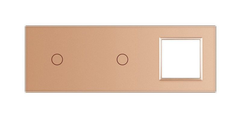 Сенсорна панель вимикача 2 сенсори та розетка (1-1-0) Glass Livolo C7-C1/C1/SR-13 золото - Фото №1