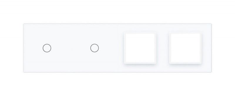 Сенсорна панель вимикача 2 сенсори та дві розетки (1-1-0-0) Glass Livolo C7-C1/C1/SR/SR-11 білий - Фото №1