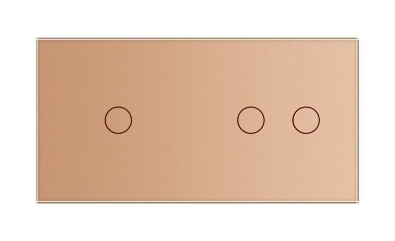 Сенсорная панель для выключателя 3 сенсоры (1-2) Livolo Glass C7-C1/C2-13 золото - Фото №1