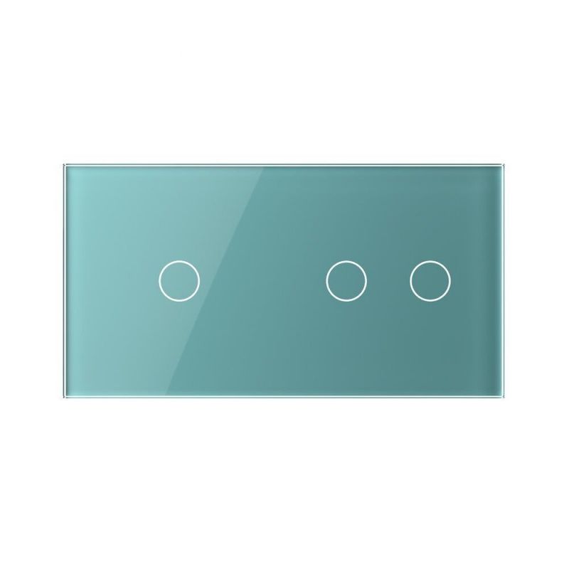 Сенсорна панель для вимикача 3 сенсори (1-2) Glass Livolo C7-C1/C2-18 зелений - Фото №1