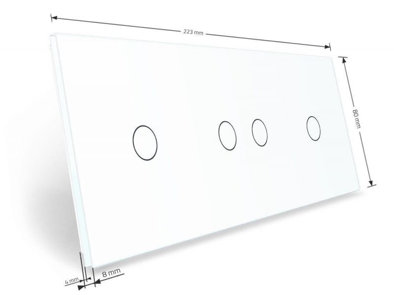 Сенсорна панель для вимикача 4 сенсори (1-2-1) Glass Livolo C7-C1/C2/C1-11 білий - Фото №2