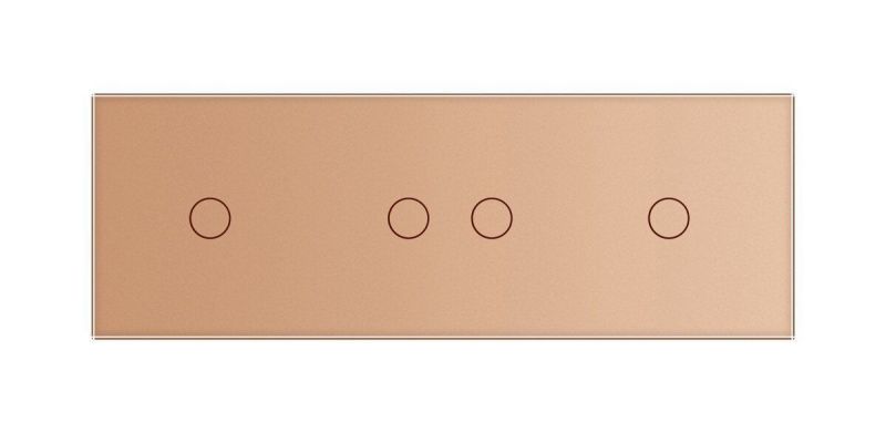 Сенсорна панель для вимикача 4 сенсори (1-2-1) Glass Livolo C7-C1/C2/C1-13 золото - Фото №1