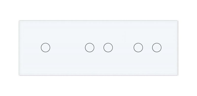 Сенсорна панель для вимикача 5 сенсорів (1-2-2) Glass Livolo C7-C1/C2/C2-11 білий - Фото №1