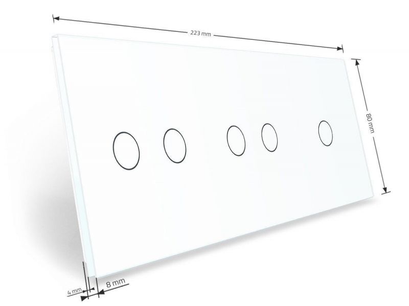 Сенсорна панель для вимикача 5 сенсорів (1-2-2) Glass Livolo C7-C1/C2/C2-11 білий - Фото №2