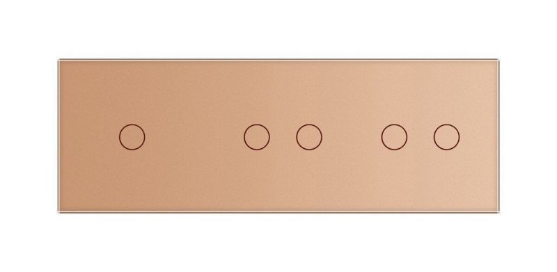 Сенсорна панель для вимикача 5 сенсорів (1-2-2) Glass Livolo C7-C1/C2/C2-13 золото - Фото №1