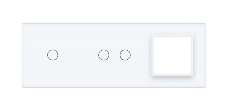 Сенсорна панель вимикача 3 сенсори та розетка (1-2-0) Glass Livolo C7-C1/C2/SR-11 білий - Фото №1
