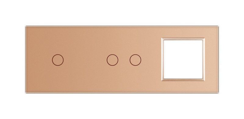 Сенсорна панель вимикача 3 сенсори та розетка (1-2-0) Glass Livolo C7-C1/C2/SR-13 золото - Фото №1