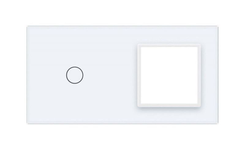 Сенсорна панель вимикача 1 сенсор та розетка (1-0) Glass Livolo C7-C1/SR-11 білий - Фото №1