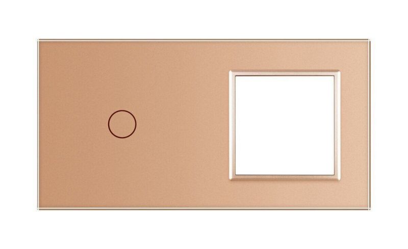 Сенсорна панель вимикача 1 сенсор та розетка (1-0) Glass Livolo C7-C1/SR-13 золото - Фото №1