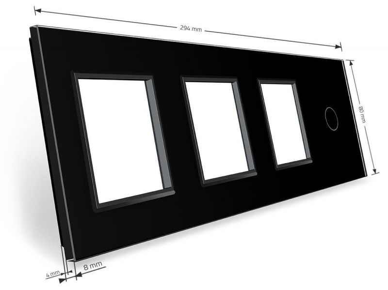 Сенсорная панель выключателя 1 сенсор и три розетки (1-0-0-0) Livolo Glass C7-C1/SR/SR/SR-12 черный - Фото №2