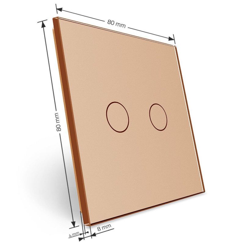 Сенсорна панель для вимикача 2 сенсори (2) Glass Livolo C7-C2-13 золото - Фото №2
