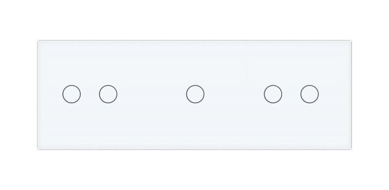 Сенсорна панель для вимикача 5 сенсорів (2-1-2) Glass Livolo C7-C2/C1/C2-11 білий - Фото №1