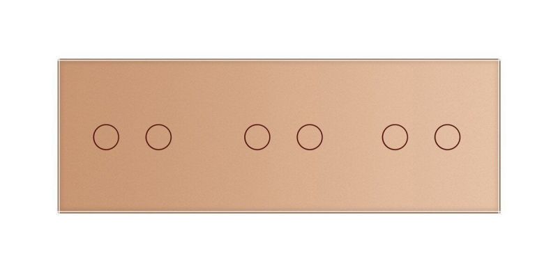 Сенсорна панель для вимикача 6 сенсорів (2-2-2) Glass Livolo C7-C2/C2/C2-13 золото - Фото №1