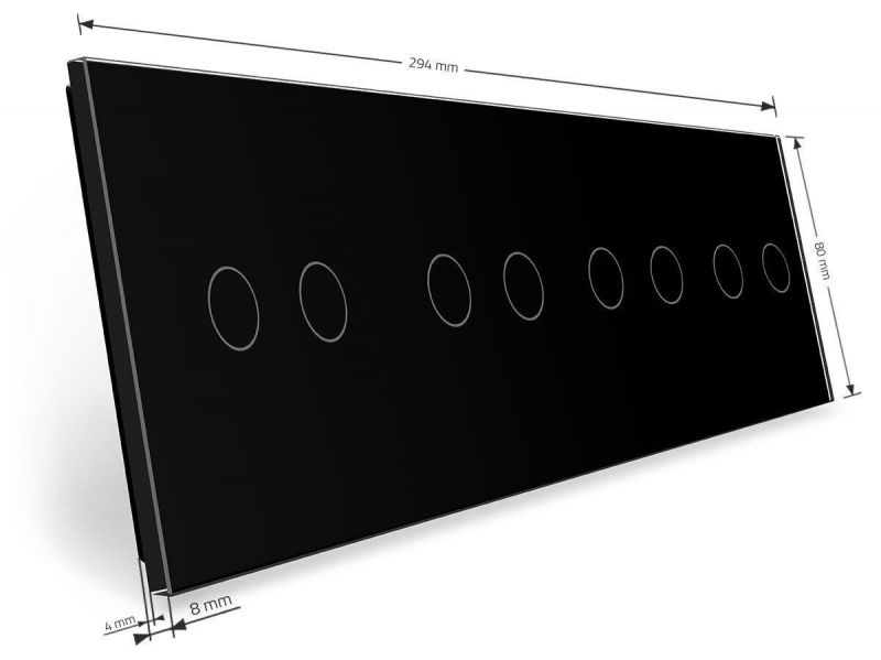 Сенсорная панель для выключателя 8 сенсоров (2-2-2-2) Livolo Glass C7-C2/C2/C2/C2-12 черный - Фото №2