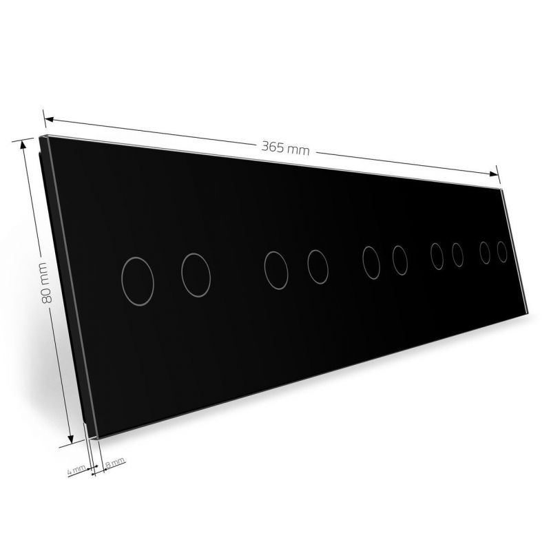 Сенсорная панель для выключателя 10 сенсоров (2-2-2-2-2) Livolo Glass C7-C2/C2/C2/C2/C2-12 черный - Фото №2