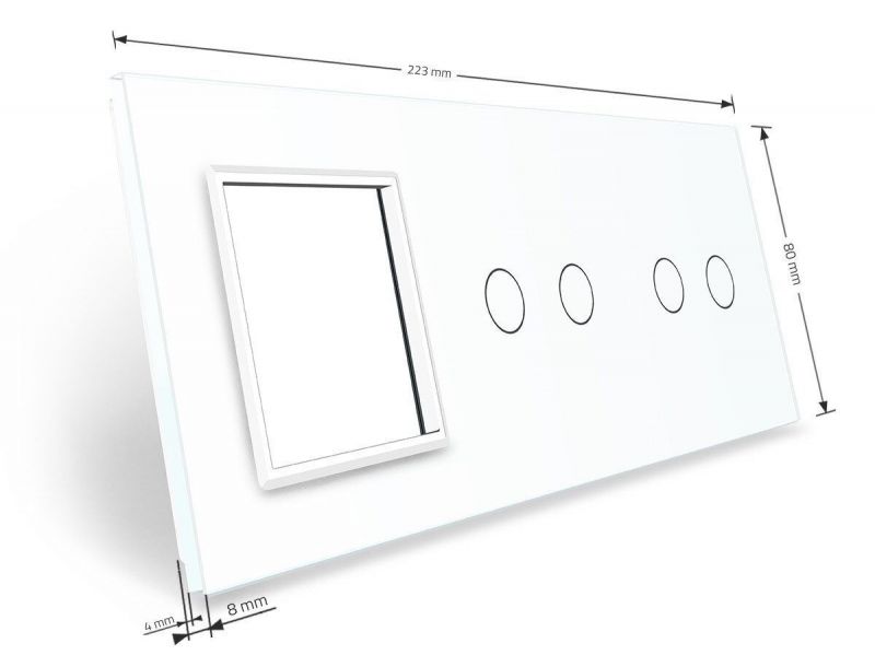 Сенсорна панель вимикача 4 сенсори та розетка (2-2-0) Glass Livolo C7-C2/C2/SR-11 білий - Фото №2