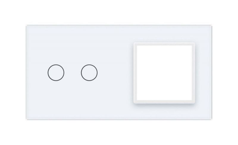 Сенсорна панель вимикача 2 сенсори та розетка (2-0) Glass Livolo C7-C2/SR-11 білий - Фото №1