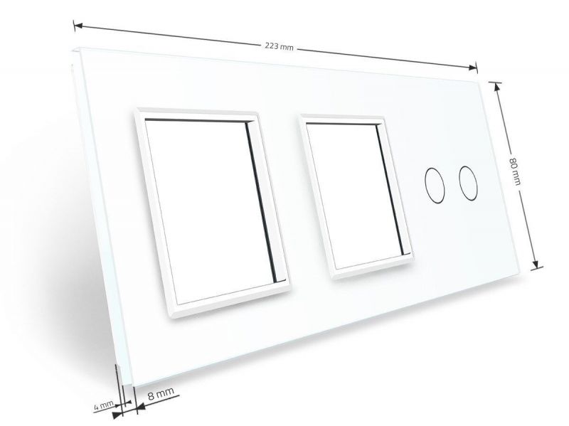 Сенсорная панель выключателя 2 сенсоры и две розетки (2-0-0) Livolo Glass C7-C2/SR/SR-11 белый - Фото №2