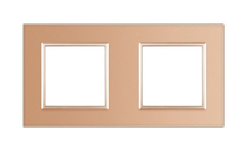 Рамка 2-місна Glass Livolo C7-SR/SR-13 золото - Фото №1