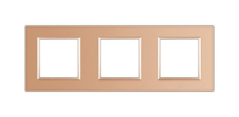 Рамка 3-місна Glass Livolo C7-SR/SR/SR-13 золото - Фото №1