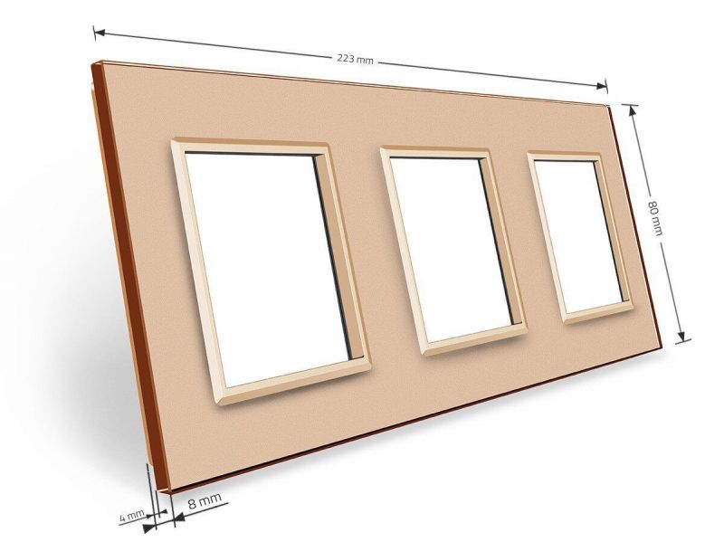 Рамка 3-місна Glass Livolo C7-SR/SR/SR-13 золото - Фото №2