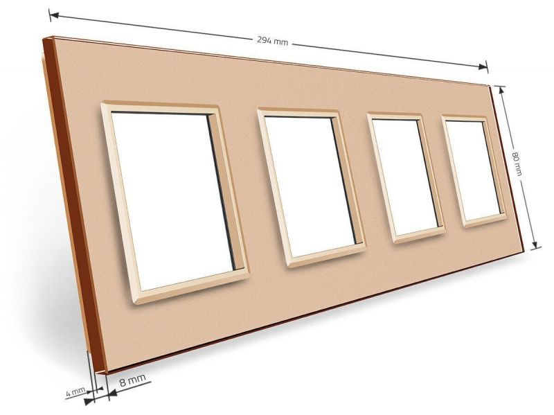 Рамка 4-місна Glass Livolo C7-SR/SR/SR/SR-13 золото - Фото №2