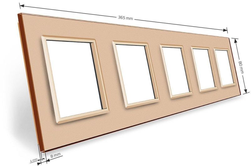 Рамка 5-місна Glass Livolo C7-SR/SR/SR/SR/SR-13 золото - Фото №2