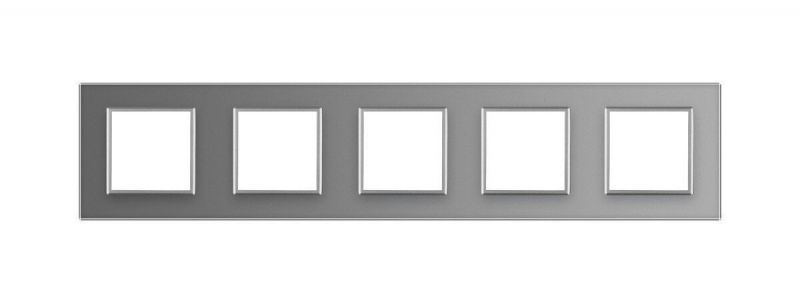 Рамка 5-місна Glass Livolo C7-SR/SR/SR/SR/SR-15 сірий - Фото №1