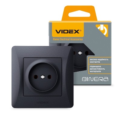  Розетка без заземления Videx Binera VF-BNSK1-BG черный графит - Фото №1