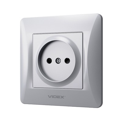  Розетка без заземления Videx Binera VF-BNSK1-SS серебряный шелк - Фото №2