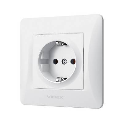  Розетка с заземлением Videx Binera VF-BNSK1G-W белый - Фото №2