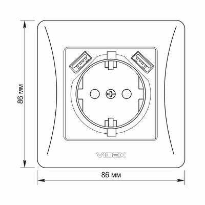 Розетка с заземлением и USB Videx Binera VF-BNSK1GU2-SS серебряный шелк - Фото №4