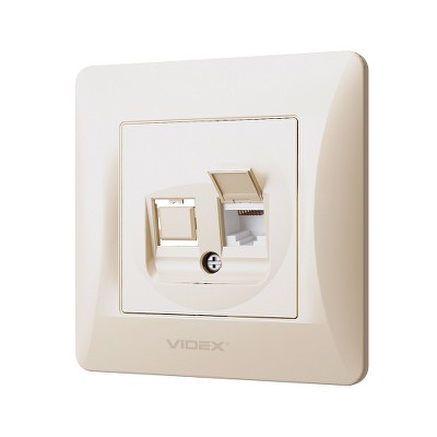  Розетка одинарная компьютерная CAT6 Videx Binera VF-BNSK1PC6-CR крем - Фото №2