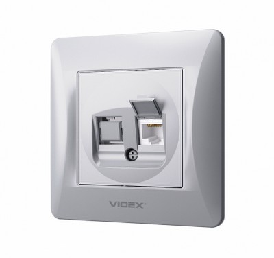 Розетка одинарная компьютерная CAT6 Videx Binera VF-BNSK1PC6-SS серебряный шелк - Фото №2