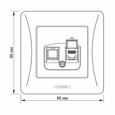 Розетка одинарная компьютерная CAT6 Videx Binera VF-BNSK1PC6-SS серебряный шелк - Фото №4