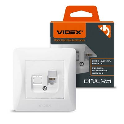 Розетка одинарная компьютерная CAT6 Videx Binera VF-BNSK1PC6-W белый - Фото №1