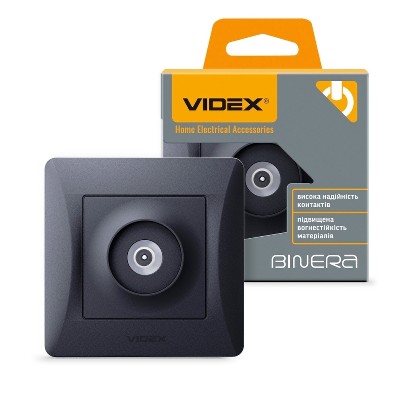  Розетка TV Videx Binera VF-BNSK1TVME-BG черный графит - Фото №1
