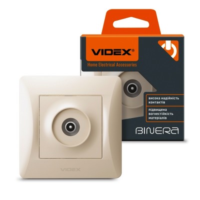  Розетка TV Videx Binera VF-BNSK1TVME-CR крем - Фото №1