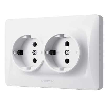  Розетка двойная с заземлением Videx Binera VF-BNSK2G-W белый - Фото №2