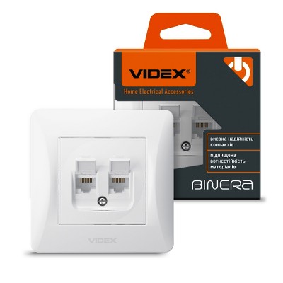 Розетка двойная компьютерная CAT6+CAT6 Videx Binera VF-BNSK2PC6-W белый - Фото №1