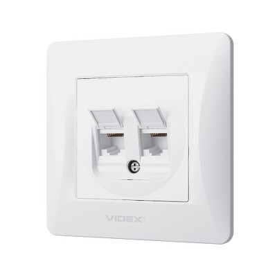Розетка двойная компьютерная CAT6+CAT6 Videx Binera VF-BNSK2PC6-W белый - Фото №2
