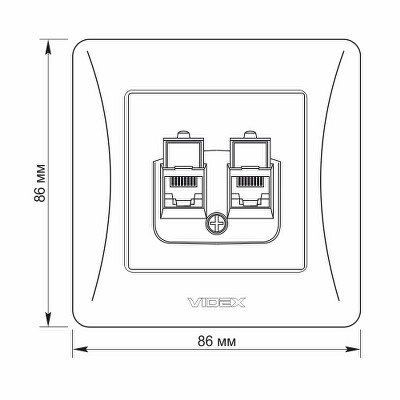 Розетка компьютерная+телефон CAT6+CAT3 Videx Binera VF-BNSK2PC6TF3-BG черный графит - Фото №4