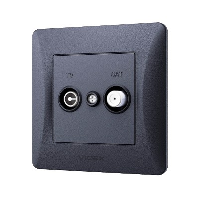  Розетка TV+SAT конечная Videx Binera VF-BNSK2TVSATE-BG черный графит - Фото №2