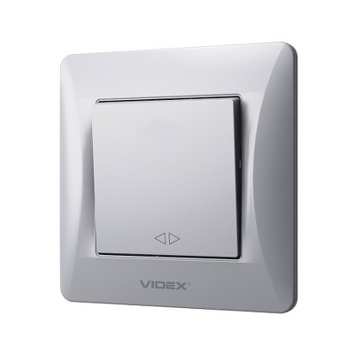  Переключатель одноклавишный перекрестный Videx Binera VF-BNSW1I-SS серебряный шелк - Фото №2