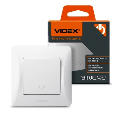  Переключатель одноклавишный перекрестный Videx Binera VF-BNSW1I-W белый - Фото №1