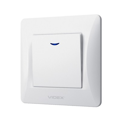 Выключатель одноклавишный с подсветкой Videx Binera VF-BNSW1L-W белый - Фото №2