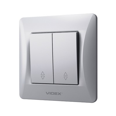 Переключатель двухклавишный Videx Binera VF-BNSW2P-SS серебряный шелк - Фото №2