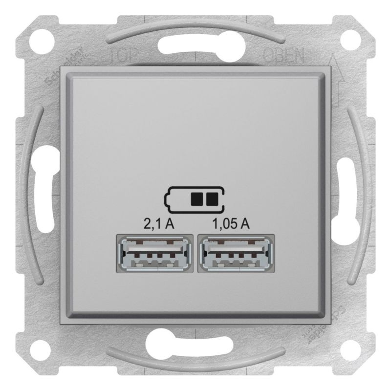 Розетка USB 2,1A Sedna Schneider SDN2710260 алюминий